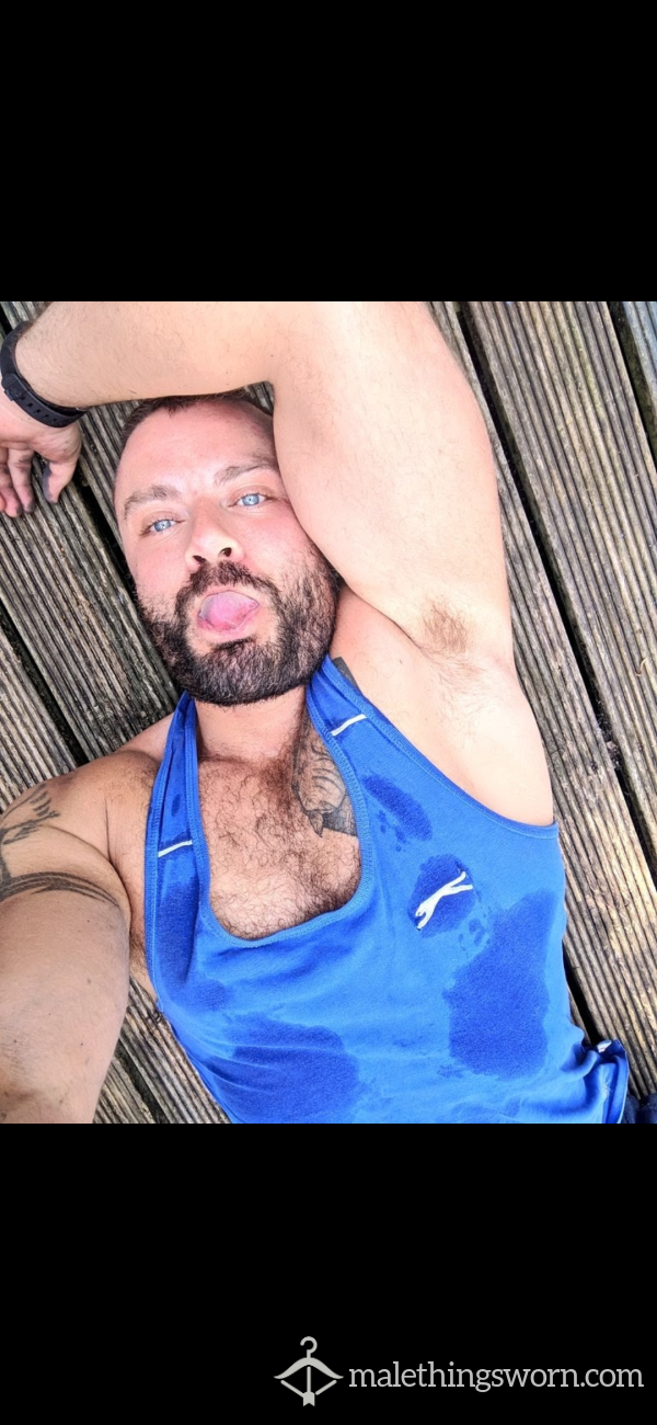 Sweaty Work Mens Blue Vest Singlet