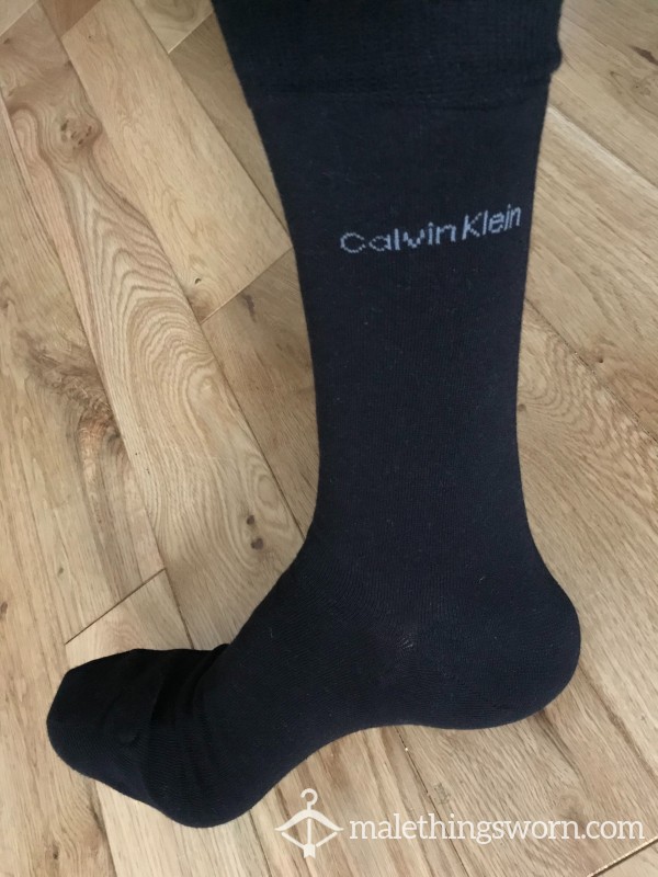 Men's Calvin Klein Plain Black Office Dress Socks, You Want To Sniff?