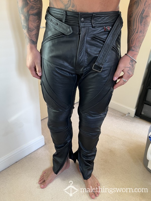 Mens Leather Biker Trousers