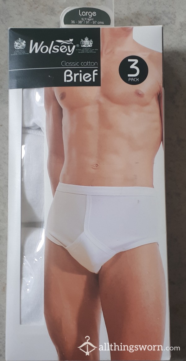 Men's White Briefs Size Large