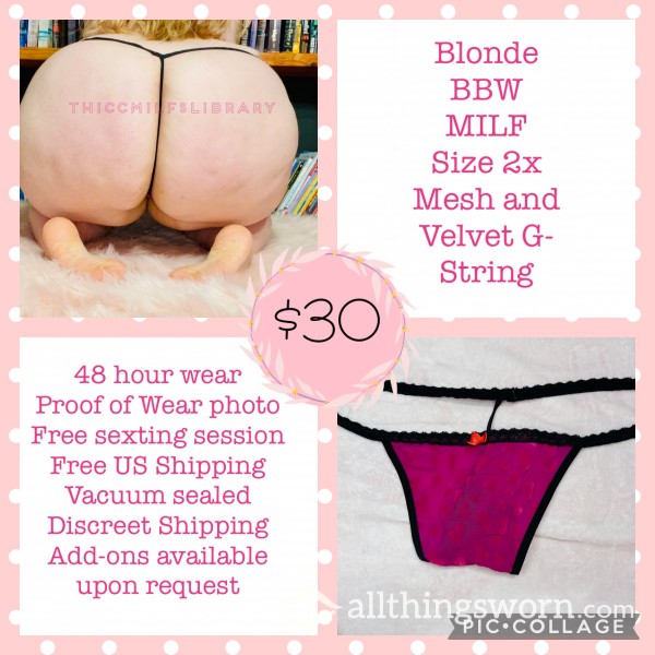 Mesh And Velvet Hearts G-String Worn By Blonde BBW MILF 💥 All Panties Bogo Half Off July4th Weekend💥