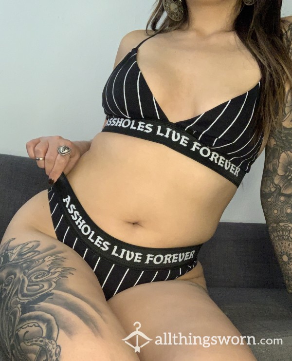 ⚡️CLOSEOUT SALE⚡️a**holes DO Live Forever Bralette & Thong Set