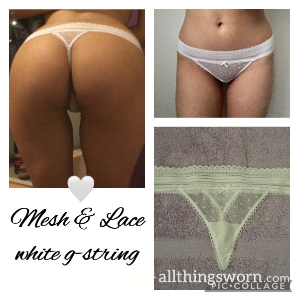 Mesh & Lace White G-String