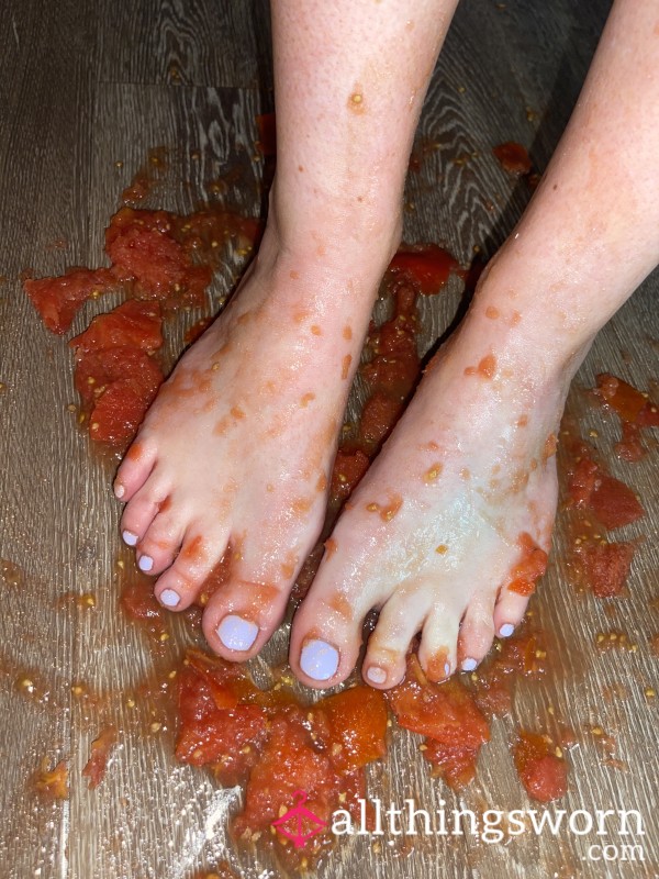 Messy Post-food Crushing Foot Pictures - Boots And Barefoot Wetness