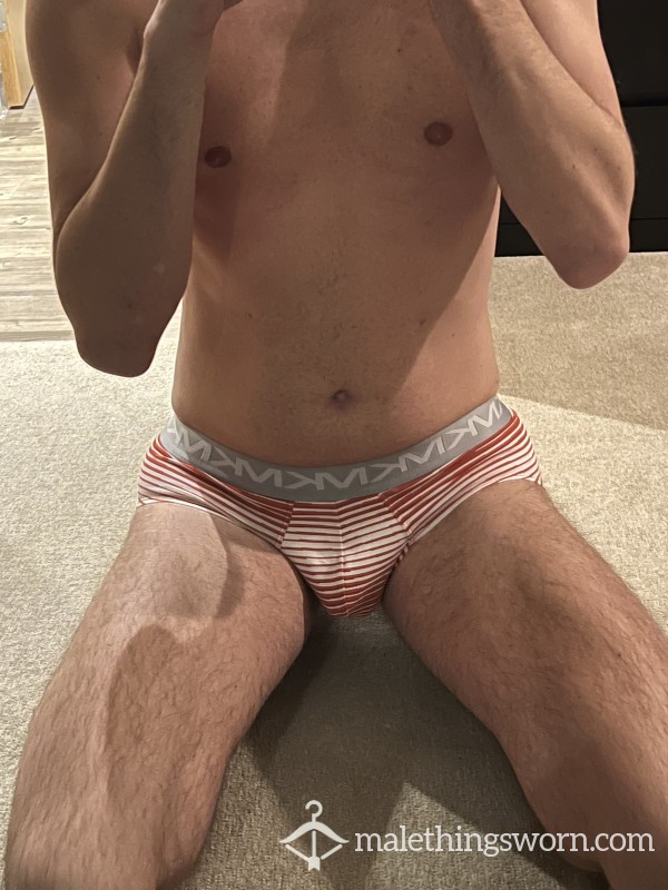 Michael Kors Red White Silver Stripe Briefs Medium