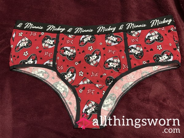 ~MICKEY&MINNIE VALENTINES HEART PRINT COTTON CHEEKY PANTY~