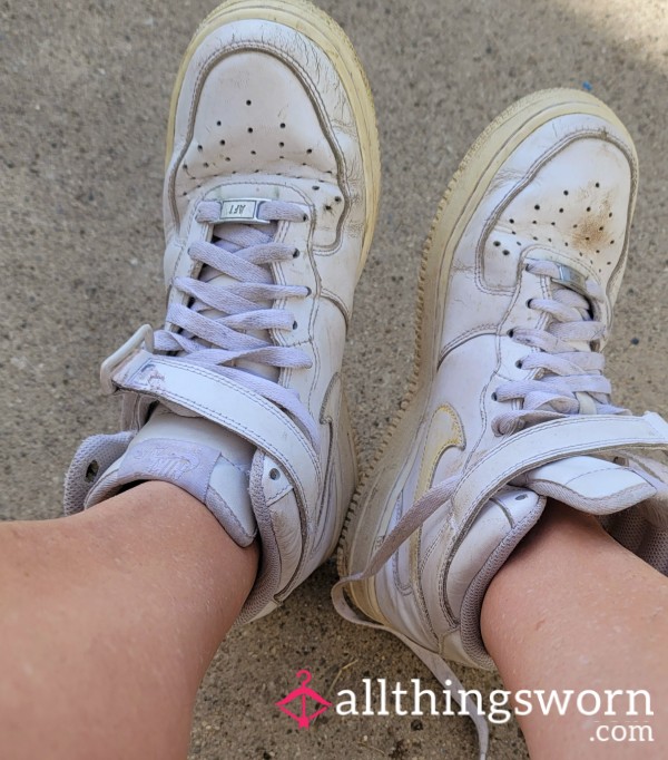 🤍 Worn, Smelly, Mid All White Dirty Nike AF1s