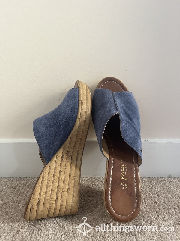 Mila Paoli Blue Suede Wedges