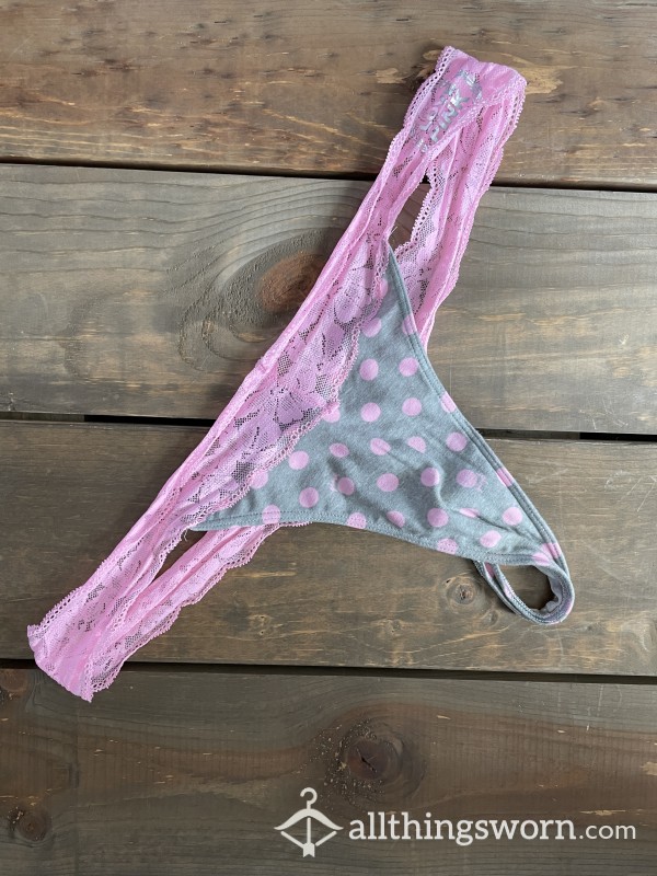 Milf Large Lace Polka Dot Pink VS Thongs