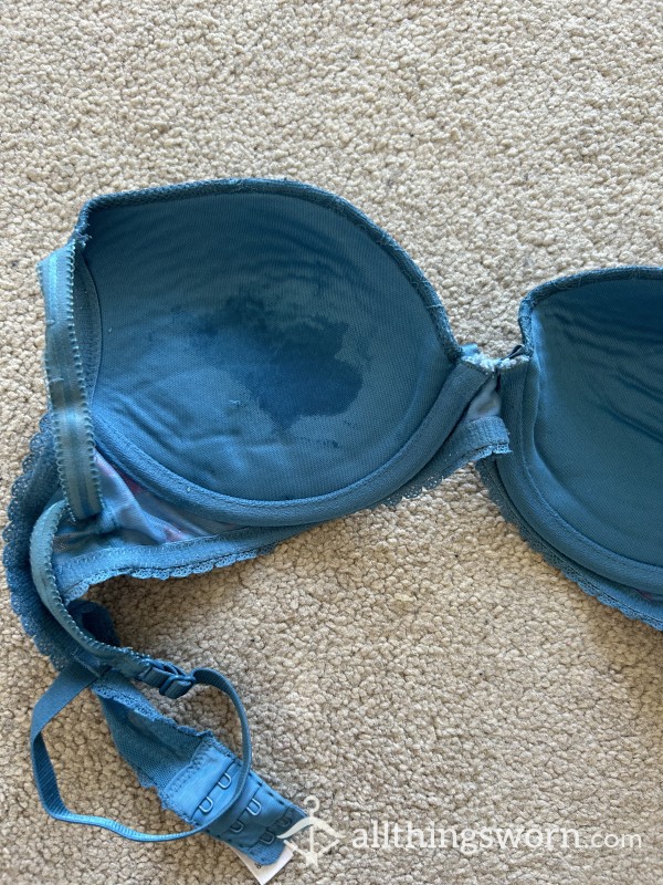 Milk Lactation Stained Blue Flor*l Bra