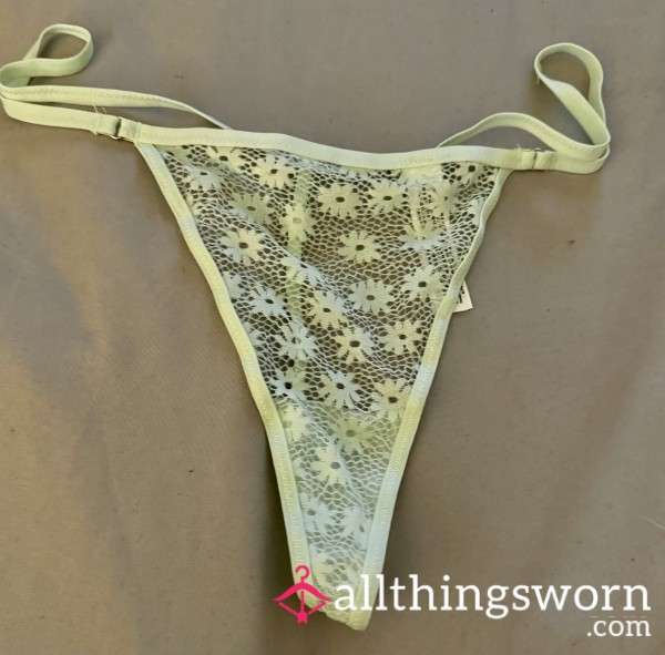 Mint Green Flor*l Lacy String Thong