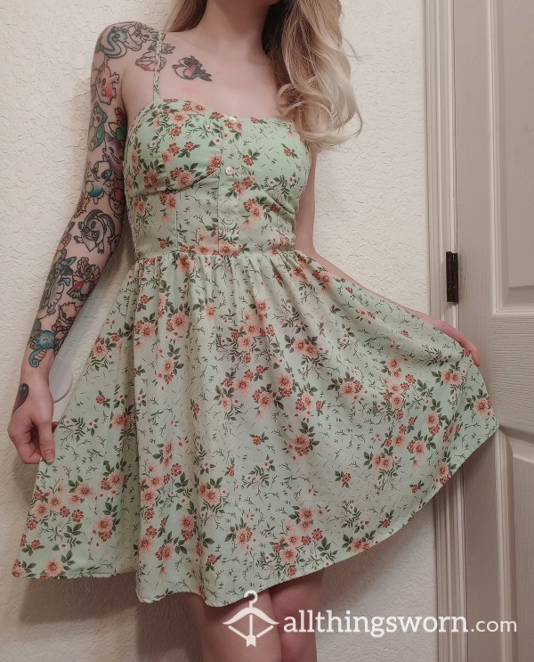 Mint Green Flor*l Summer Dress