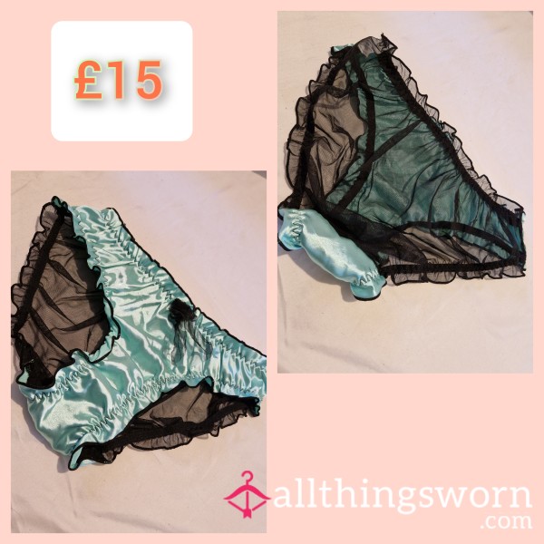 Mint Green Satin Front Mesh Full Brief