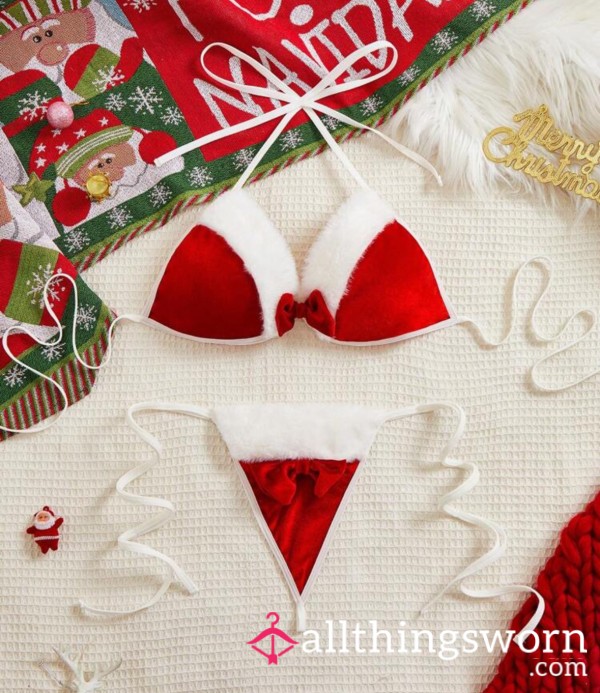 Miss Santa Lingerie Push Up Gstring Set