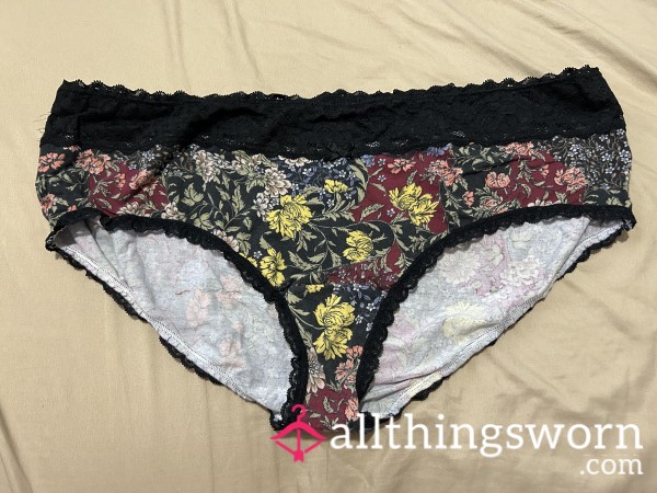 ~MIXED FLor*l PRINT LACE TRIM COTTON CHEEKY PANTY~