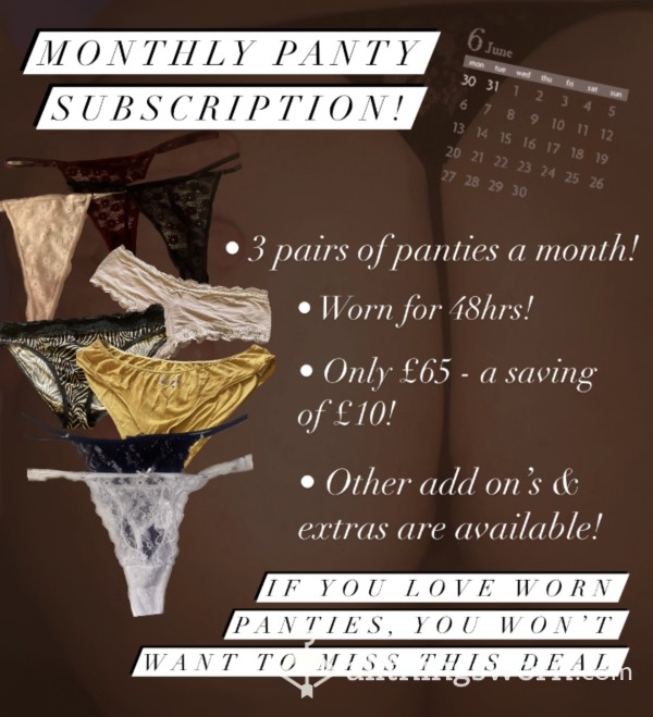 Monthly Panty Subscription!💋