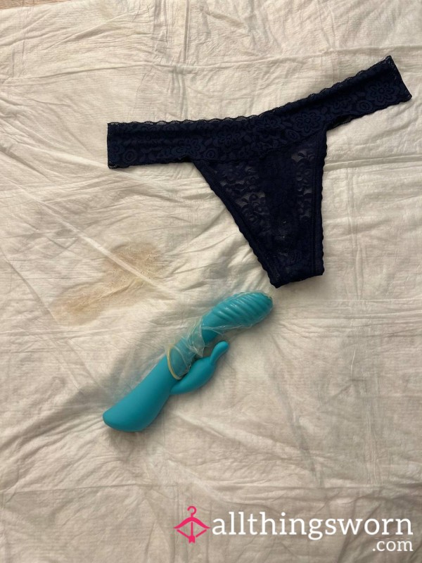 More HOT 🔥🔥🔥 ToyPlay Pics Black Thong Blue Vibrator