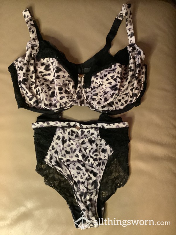 M&S S**y Leopard Print Silky Lingerie Set