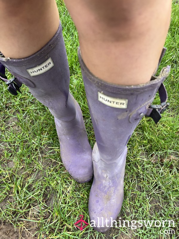 Muddy, Used Purple Hunter Wellies