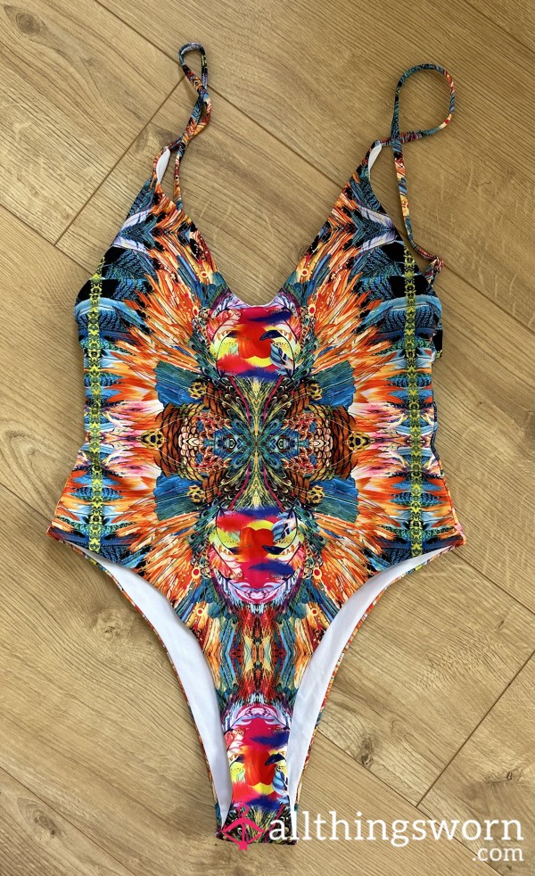 Multicoloured High Cut Fit Swimming Costume