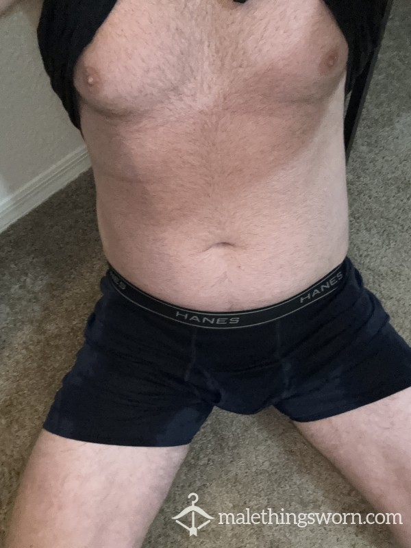 Sweaty C*m Filled Navy Blue Hanes Boxer Briefs