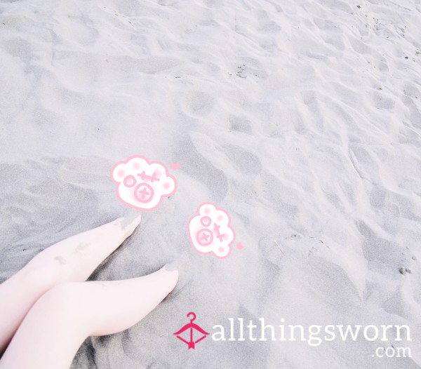 My Beautiful Feet In The Sand, Sand Between Toes, Red Toes. Flirty Feet.