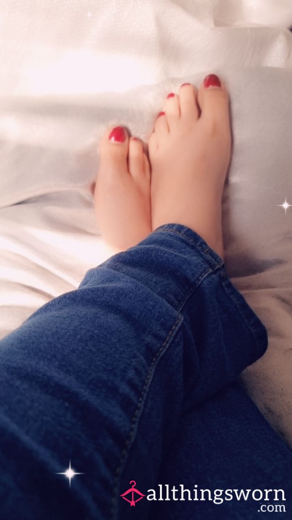 My Beautiful Feet While Wearing My Ripped Jeans.