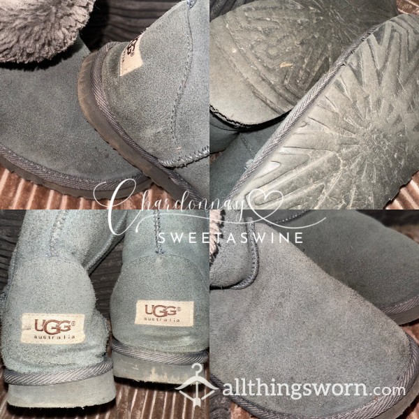 🍷UK 6.5|🦶🏼Old Dirty Trashed Grey UGG Boots🩶