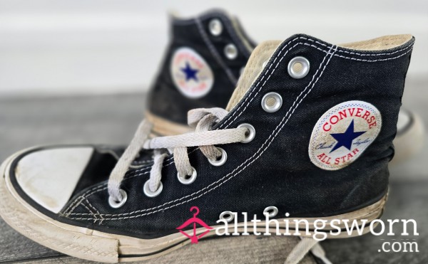 My Extremely Well Worn Black High Top Converse All Stars Shoes For You Foot Fetish Lovers...