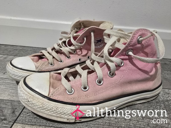 My Extremely Well Worn Filthy Pink High Top Converse All Stars Shoes For You Foot Fetish Lovers...