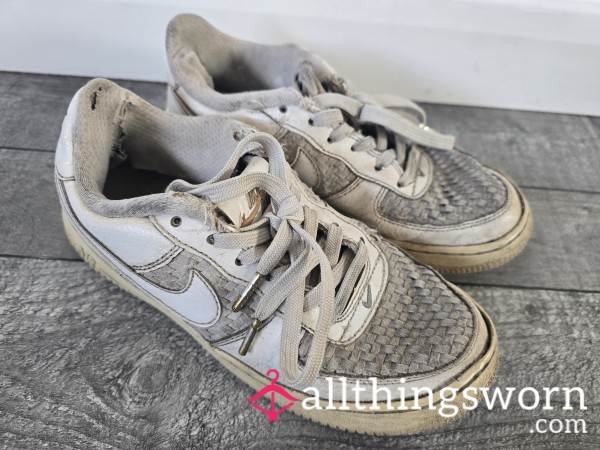 My Extremely Well Worn Ruined AIR FORCE Trainers For You Foot Fetish Slaves, Very Worn Very Loved And Lived In!!