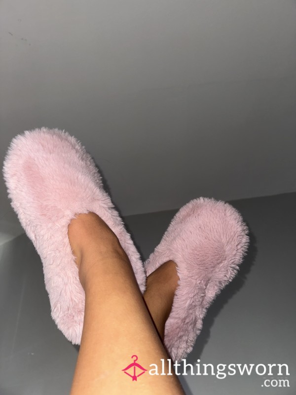 My Fluffy Pink Sweaty Slippers Ready To Go👅