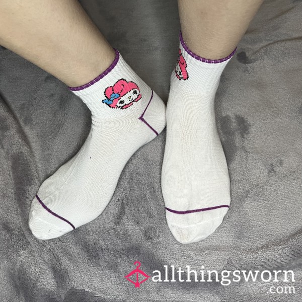 My Melody White With Purple Crew Socks