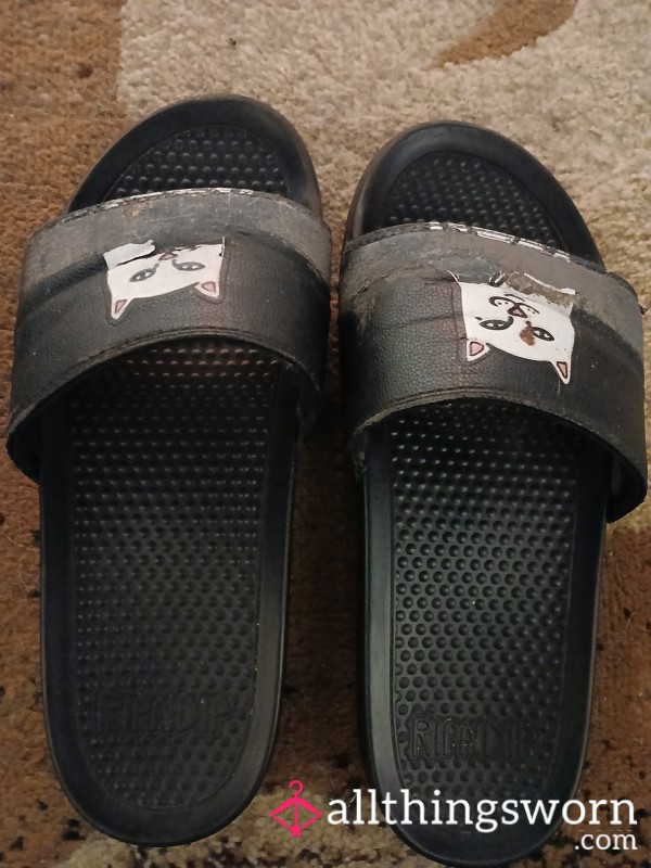 My Old Slides I Just Replaced. Worn With No Socks Mostly And Very Rarely With Socks