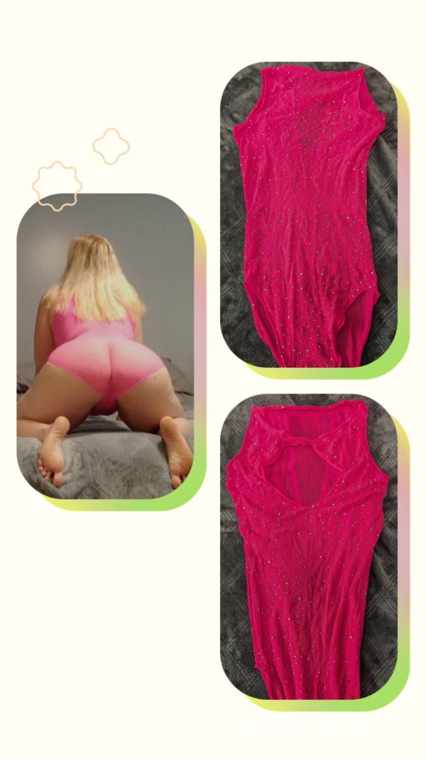 Hot Pink Sheer Nylon Full Body Lingerie