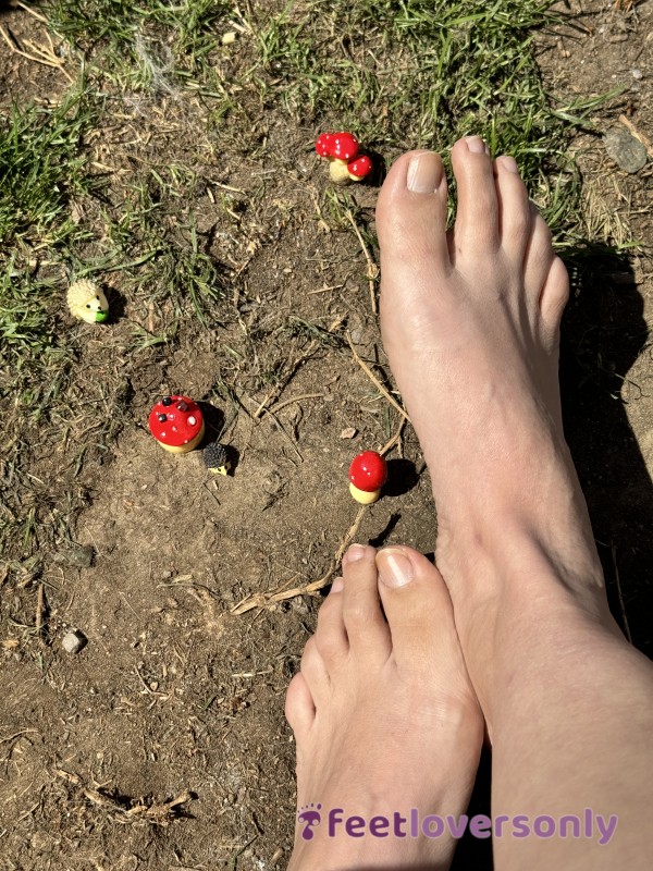 My Size 11 Feet Playing With A Toy Mushroom