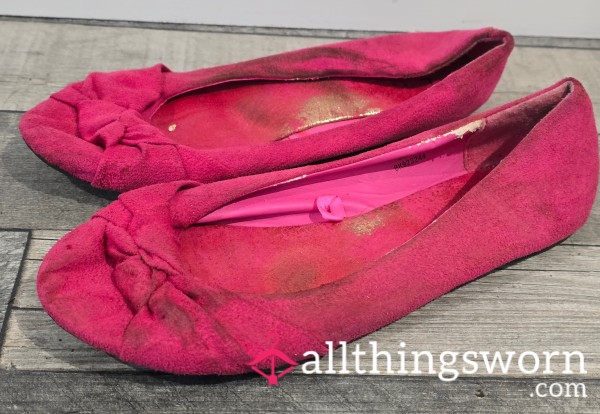 My Trashed  Pink Flats - Perfect Shoes For You Foot Fetish Lovers  Nice Smelly And Pungent Just As They Should Be !! -