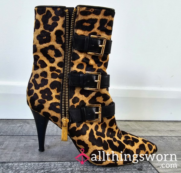 My Well Worn S**y Leopard Print Boots For You Foot Fetish Slaves, Lovely Amount Of Wear And Smell