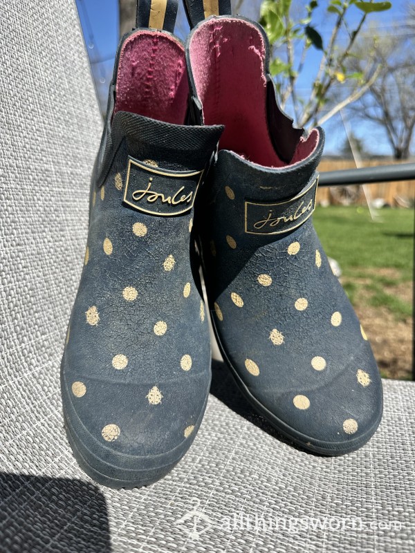 Very Worn Size 8 Blue Joules Garden Wellies