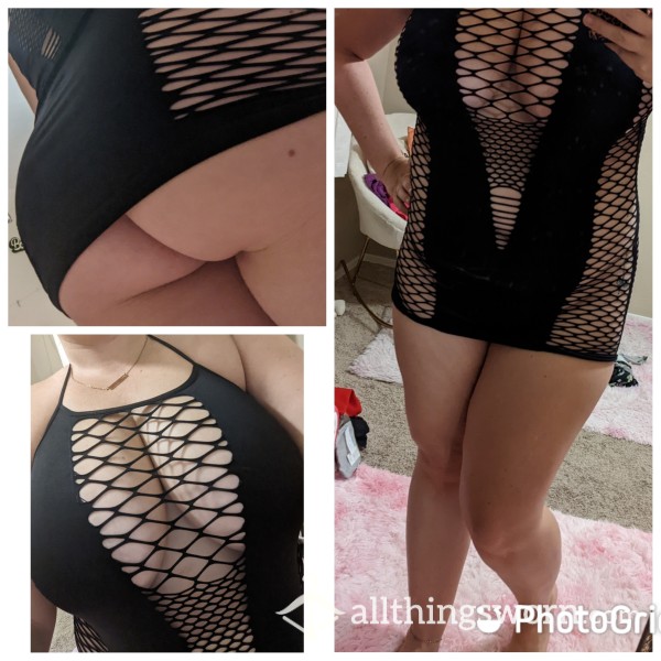 Naughty Partial Fishnet Black Lingerie