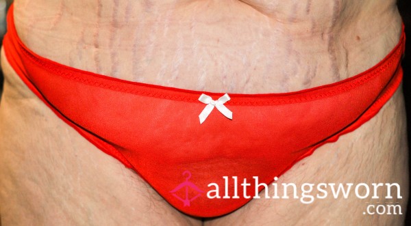 🔥 Naughty & Well-Worn Red Ruffle Panties – Soaked & Scented Just For You 🔥