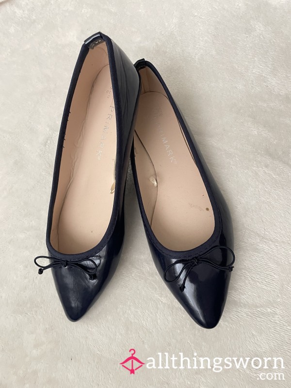 Navy Ballerina Bow Flat Shoes