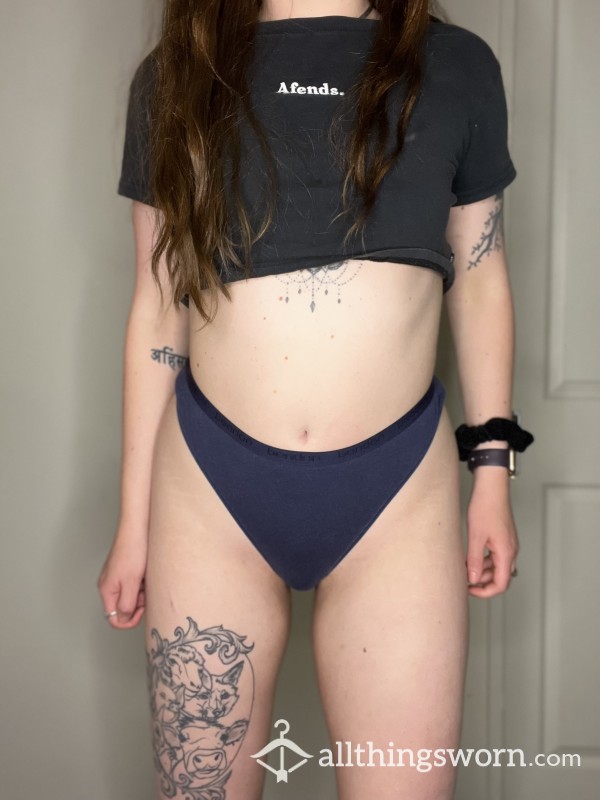 Navy Blue Cotton Thong