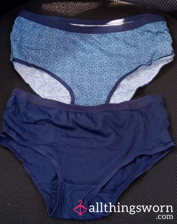 Navy Blue Cotton/nylon Briefs, Size Small.  Plain Or Patterned.