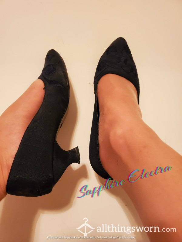 Navy Blue Kitten Heels