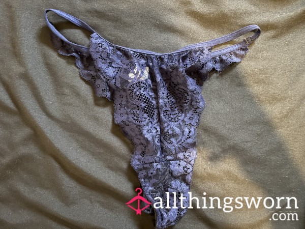 Navy Blue Lace Thong Size Small