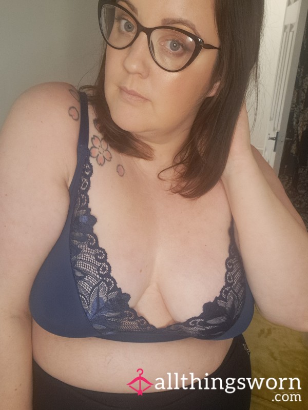 NAVY BLUE SILKY BRALETTE - XL