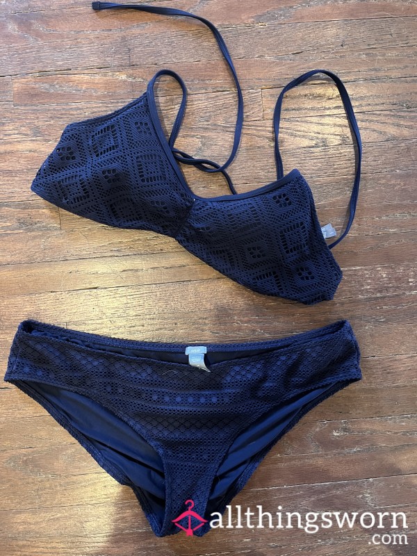 Navy Crochet Teeny Tiny Bikini