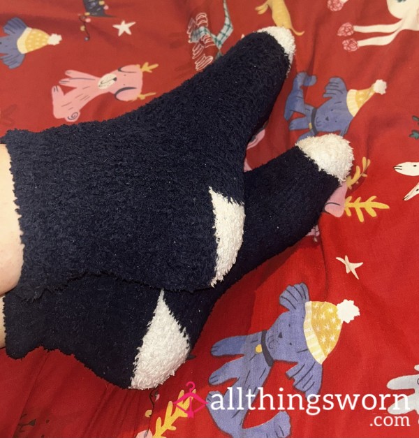 Navy Fluffy Socks