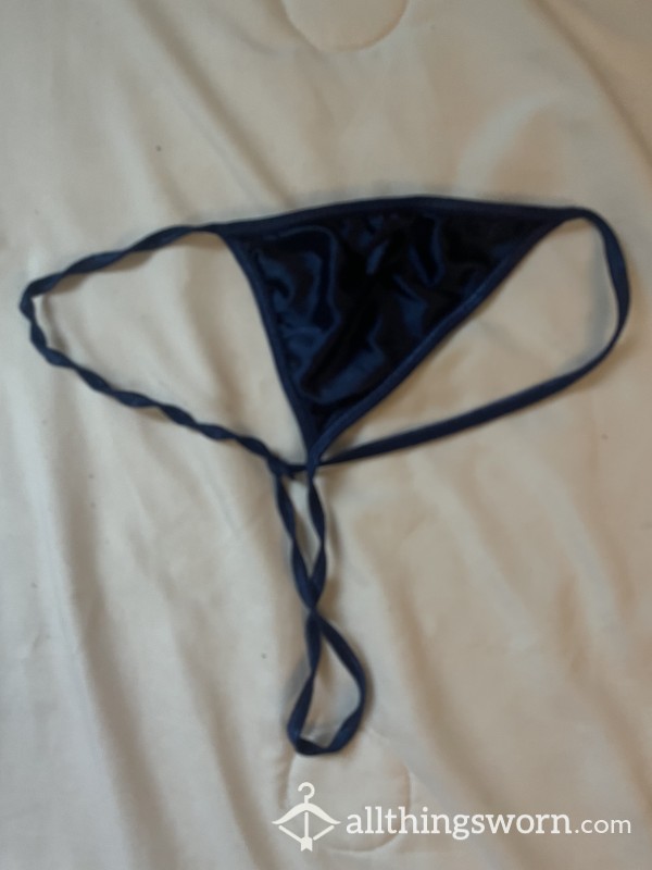 Navy Silky G-string